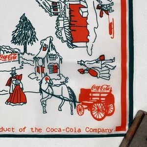 🆕RARE Vintage 1977 Coca-Cola Christmas Poly-Crepe-De-Chine Square Scarf